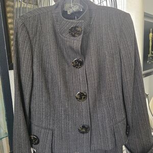 Carlisle Charcoal Pinstripe Pant Suit with Tortoiseshell Buttons